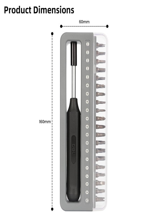 ديلي مجموعة مفكات دقيقة من ديلي DL241041 مع 41 قطعة من رؤوس مغناطيسية، مصنوعة من مادة مزدوجة من سبائك الألومنيوم S2+Cr-V، ومقبض غطاء عالي العزم، طقم أدوات لإصلاح الإلكترونيات (عبوة واحدة، فضي) - Image 2